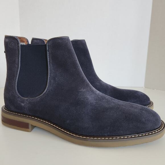 Clarks Men's Jaxen Chelsea Boot, Navy Suede, 8 - Picture 2 of 10